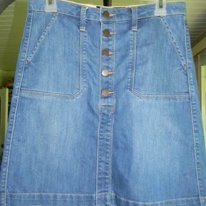 Lucky Brand, A-line high waist midi jean skirt, size: 2/26